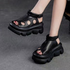 Damen Plateau-Sandalen mit modischem Cut-Out-Design und bequemer Sohle