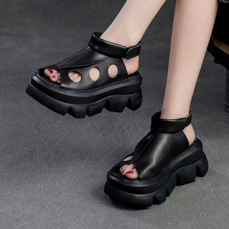 Damen Plateau-Sandalen mit modischem Cut-Out-Design und bequemer Sohle