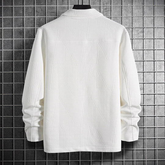 Herren nan strukturierte Shirtjacke im Patchwork-Relief mit Hemdkragen R&B