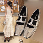 Damen Ballerina mit modischen Schnallen und elegantem Durchbruchdesign