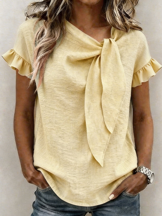 Damen lässige Bluse mit Schleifenkragen R&B