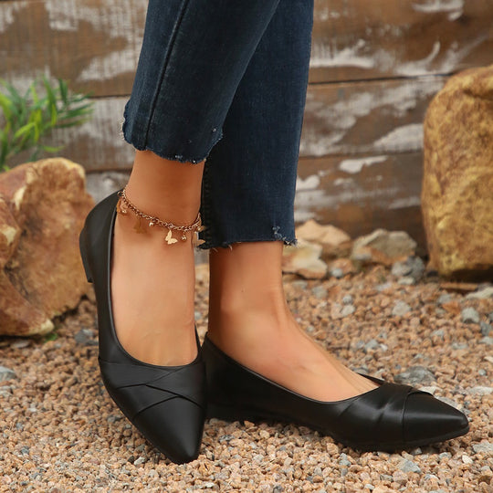 Damen elegante Ballerinas mit raffiniertem Lederoberteil R&B
