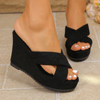 Damen Wedge-Pantoletten mit R&Brnem Riemendesign und komfortablem Fußbett R&B