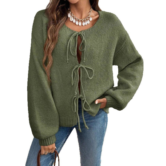 Damen Pullover mit Kordelzug und überschnittenen Ärmeln R&B