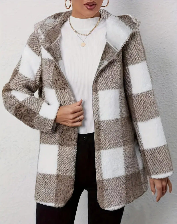 Damen Teddyjacke im modernen Karomuster R&B