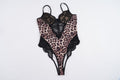 Damen-Spitzen-Bodysuit mit animalischem Muster und sexy Cut-Outs R&B