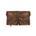 Damen Modische Shorts aus Kunstleder mit praktischen Taschen und dekorativen Reißverschlüssen R&B
