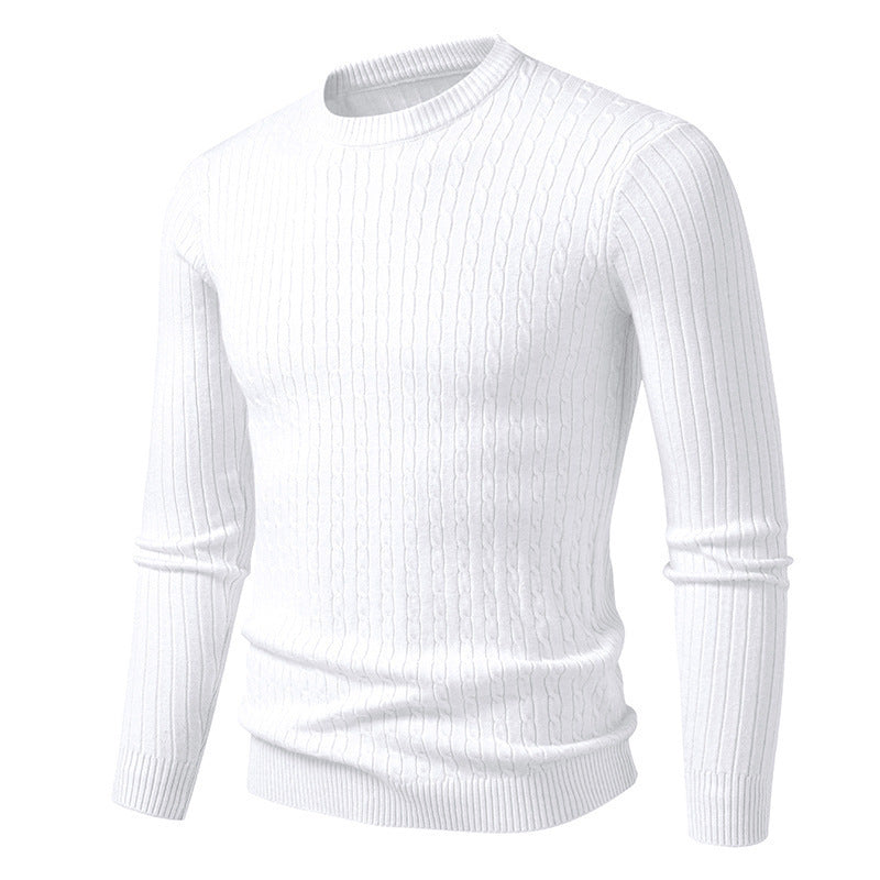 Herren modischer Strickpullover mit strukturiertem Zopfdesign R&B