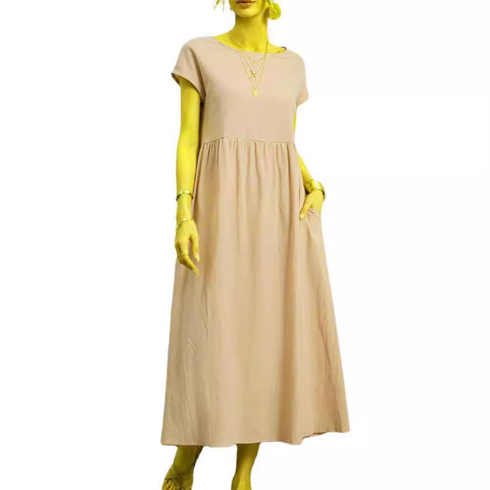 Damen Midikleid mit Lässigem Schnitt und Seitlichen Taschen R&B