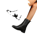 Damen Schnürstiefel mit seitlichem Reißverschluss und modischem Schnallen-Detail R&B