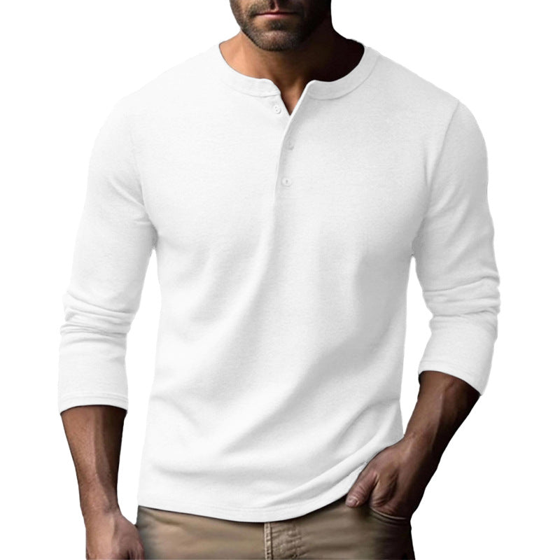 Herren Langarm-Henley-Shirt aus atmungsaktivem Baumwollmix R&B