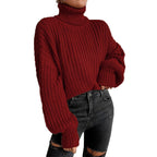 Damen gemütlicher Rollkragenpullover aus weichem Strick R&B
