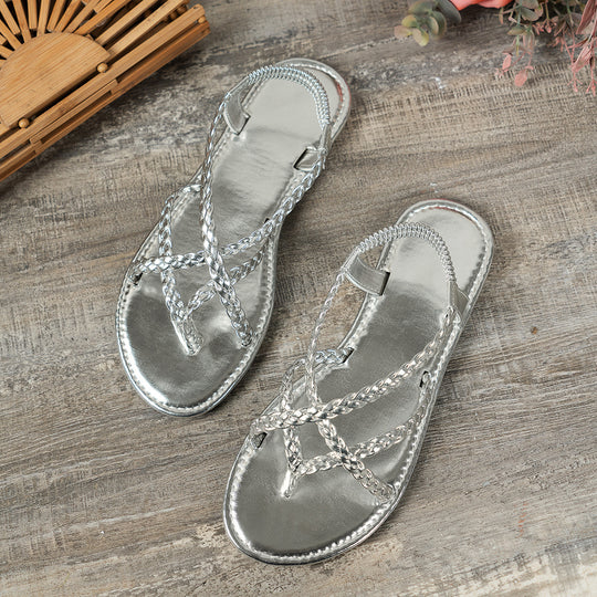 Damen Glamouröse Zehentrenner-Sandalen mit geflochtenem Riemendesign R&B