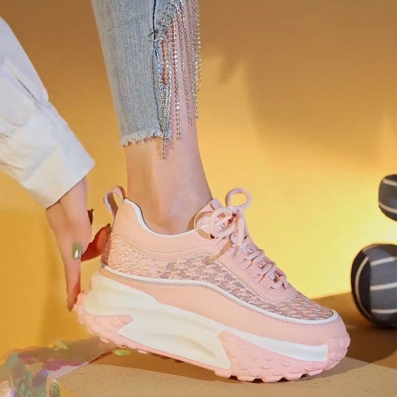 Damen Modische Chunky Sneakers mit luftiger Mesh-Oberfläche und verstärktem Fersenbereich R&B