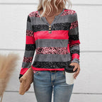 Damen Langarmshirt mit schimmernden Streifen und Knopfdetails R&B