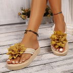 Damen Zehentrenner-Sandalen mit dekorativem Blumen-Detail und komfortablem Fußbett R&B
