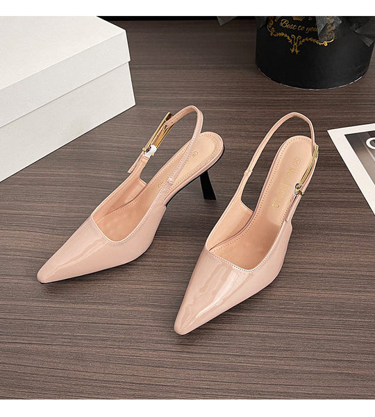 Damen Slingback-Pumps mit eleganter Schlangenlederstruktur R&B