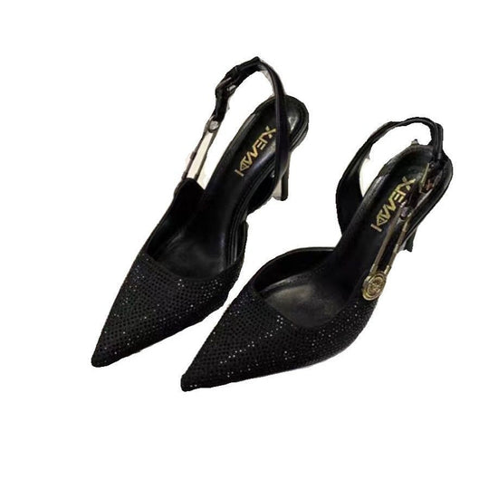 Damen Slingback-Pumps mit funkelnden Strassakzenten und elegantem Riemendesign R&B