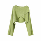 Damen lässiger Cropped-Pullover mit asymmetrischem Schnitt und strukturierter Oberfläche R&B