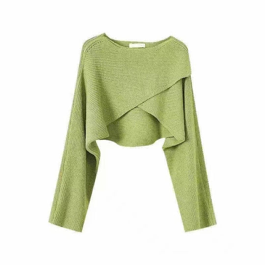 Damen lässiger Cropped-Pullover mit asymmetrischem Schnitt und strukturierter Oberfläche R&B