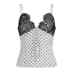 Damen Sexy Spitzen-Trägertop mit gepunktetem Design R&B