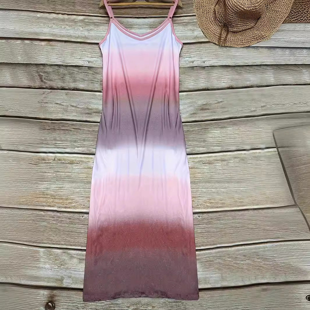 Damen Maxikleid mit tiefem V-Ausschnitt und lässigem Schnitt R&B