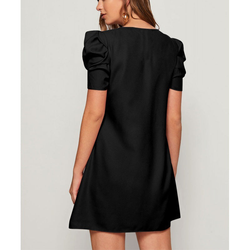 Damen Kurzärmeliges Minikleid mit Puffärmeln und A-Linie R&B