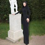 Damen Elegantes langärmliges Wickelkleid mit Rüschendetails und seitlichem Schlitz R&B