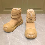 Damen Fleecegefütterte Winterstiefel mit robuster Sohle und verstellbarem Klettverschluss