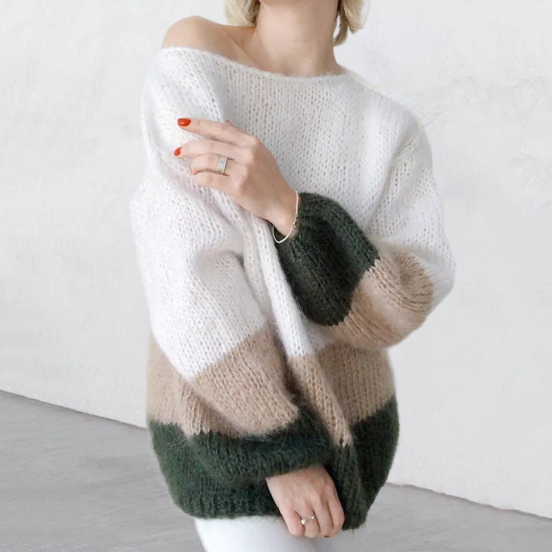 Damen modischer Strickpullover mit weichem Material und lässigem Schnitt R&B