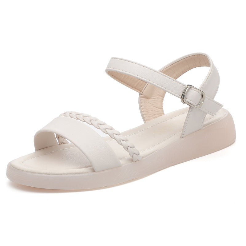 Damen Flache Sandalen mit geflochtenem Riemen und verstellbarem Fesselriemen R&B