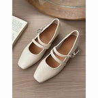 Damen elegante Mary Jane Schuhe mit doppeltem Riemchen und spitzem Zehenbereich R&B