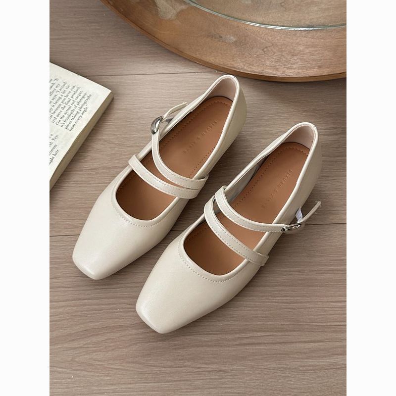 Damen elegante Mary Jane Schuhe mit doppeltem Riemchen und spitzem Zehenbereich R&B