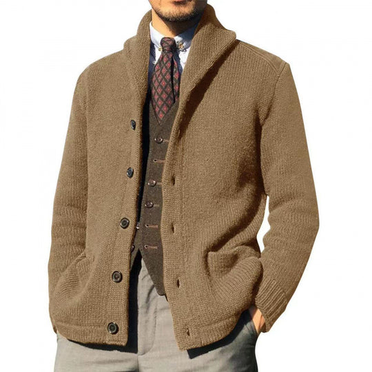 Herren Strickjacke mit modernem Stehkragen und praktischen Knöpfen R&B