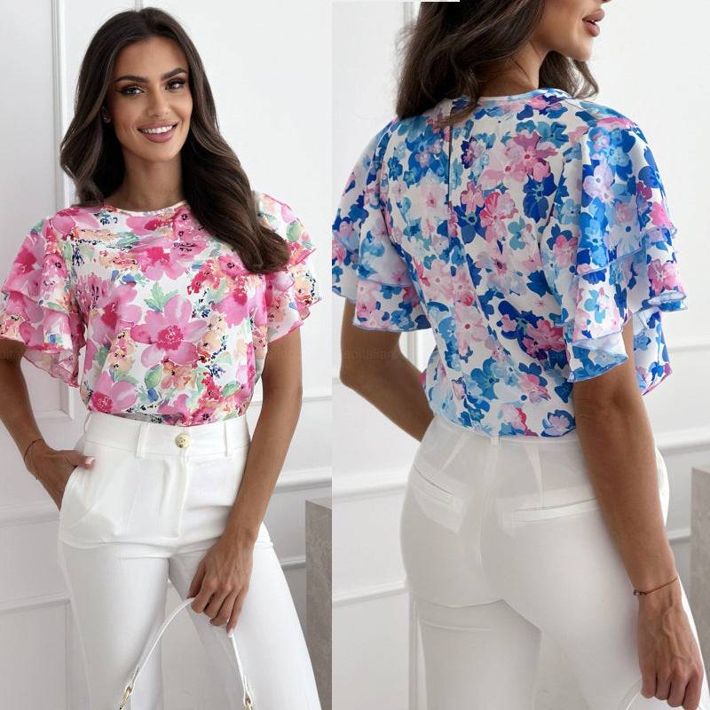 Damen Bluse mit voluminösen Rüschenärmeln R&B
