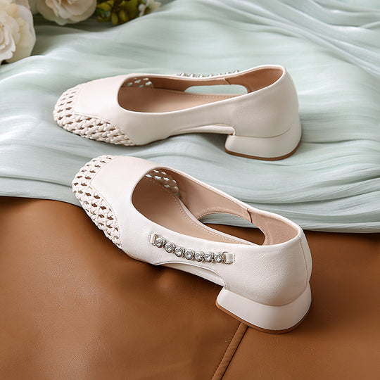 Damen Ballerinas mit glänzenden Applikationen und stilvollem Flechtmuster R&B