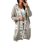 Damen Langarm-Strickcardigan mit Kapuze und praktischen Taschen R&B
