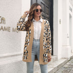 Damen Strickjacke mit modernem Leopardenmuster und Taschen R&B