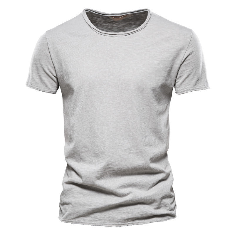 Herren nan leichtes Baumwollshirt mit Rundhalsausschnitt und schlanker Passform R&B