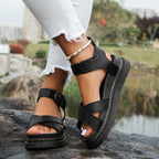 Damen modische Cross-Sandalen mit verstellbarem Fersenriemen und rutschfester Sohle R&B