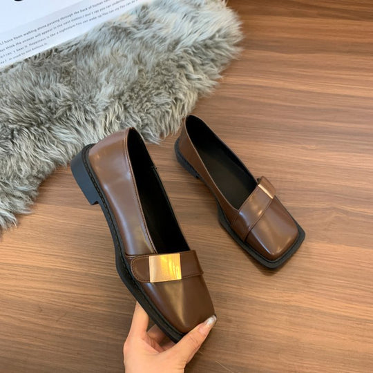 Damen elegante Ballerinas mit schickem Riemen und komfortablem Blockabsatz R&B