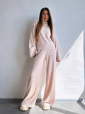 Damen Bequemer Sweat-Loungewear-Anzug mit weitem Schnitt und hohen Ärmeln R&B