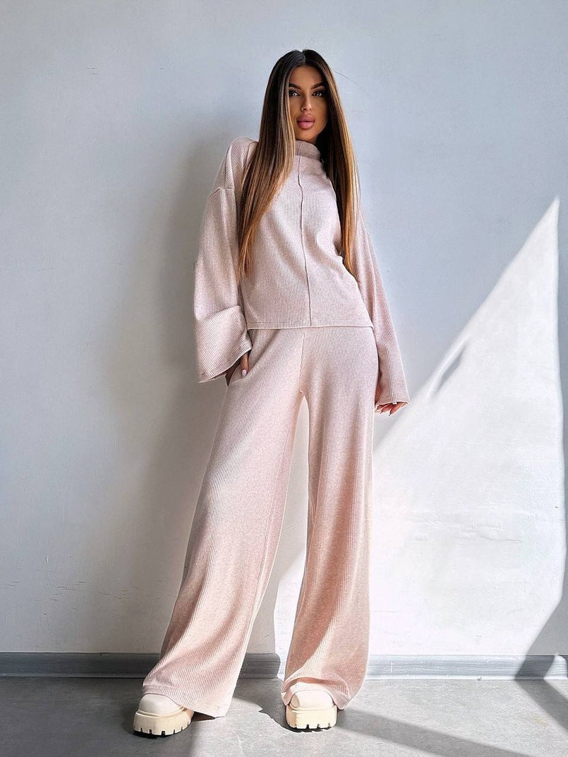 Damen Bequemer Sweat-Loungewear-Anzug mit weitem Schnitt und hohen Ärmeln R&B