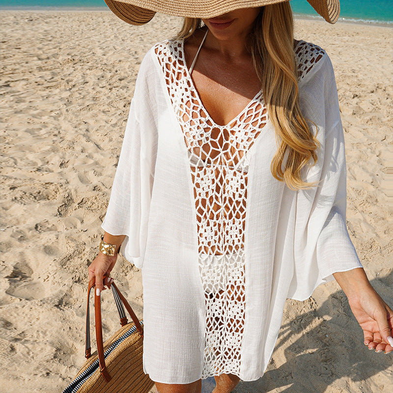 Damen Häkel-Strandüberwurf mit offenem Design und elegantem Schnitt R&B