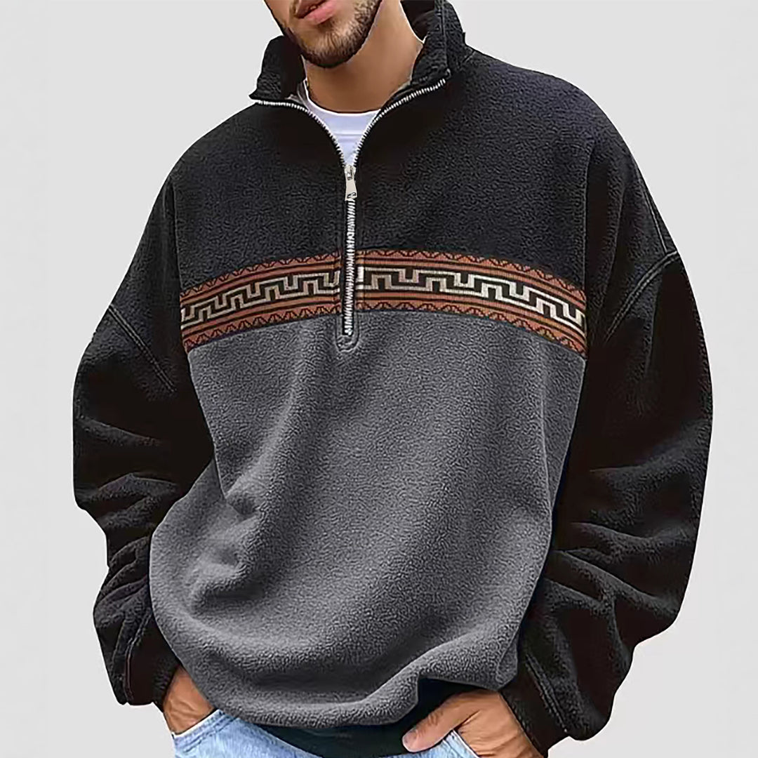 Herren Fleece Pullover mit modischem Stehkragen R&B