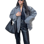 Damen Oversize Softshell-Jacke mit großem Kragen und praktischen Taschen R&B