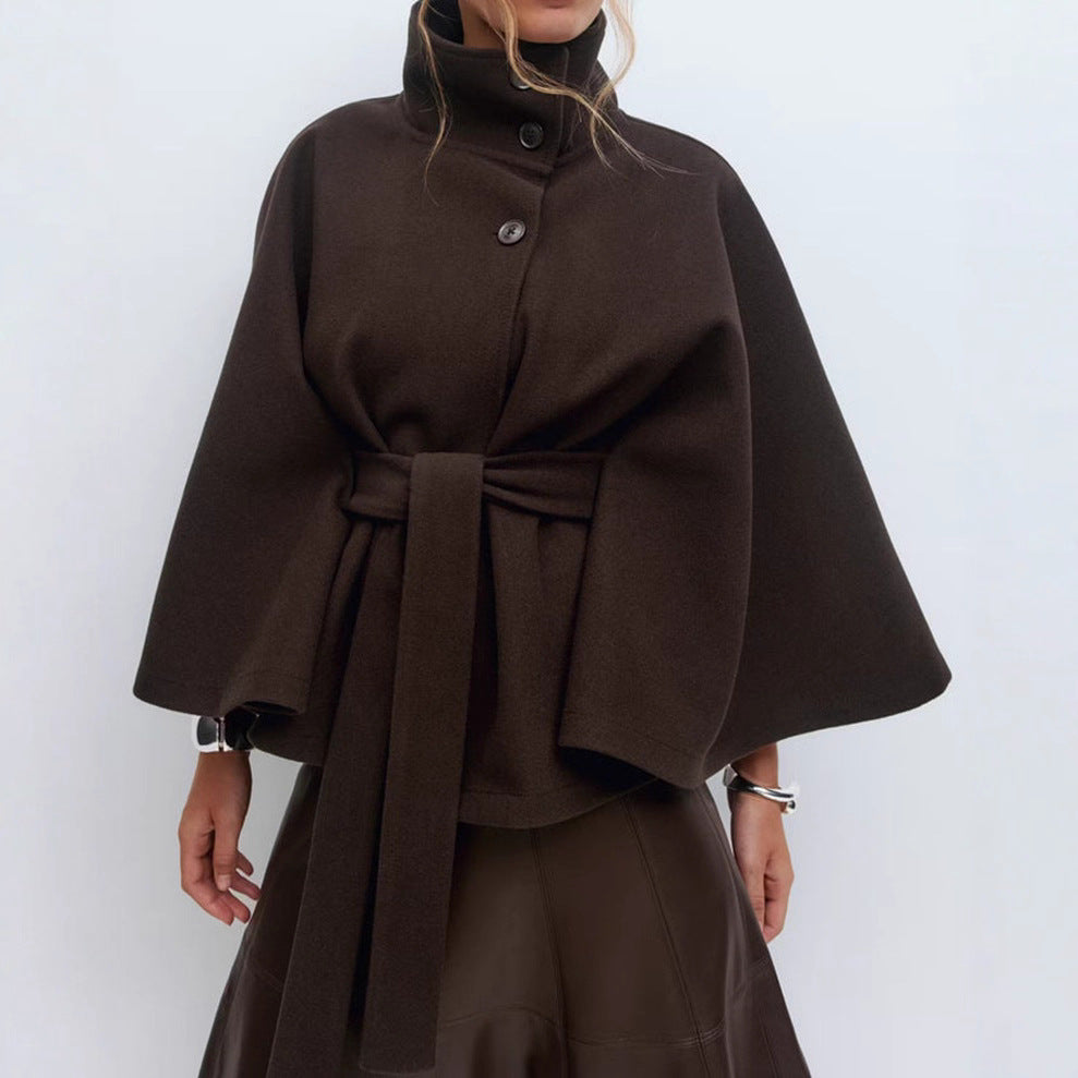 Damen Wickeljacke mit elegantem Stehkragen und weit geschnittenen Ärmeln