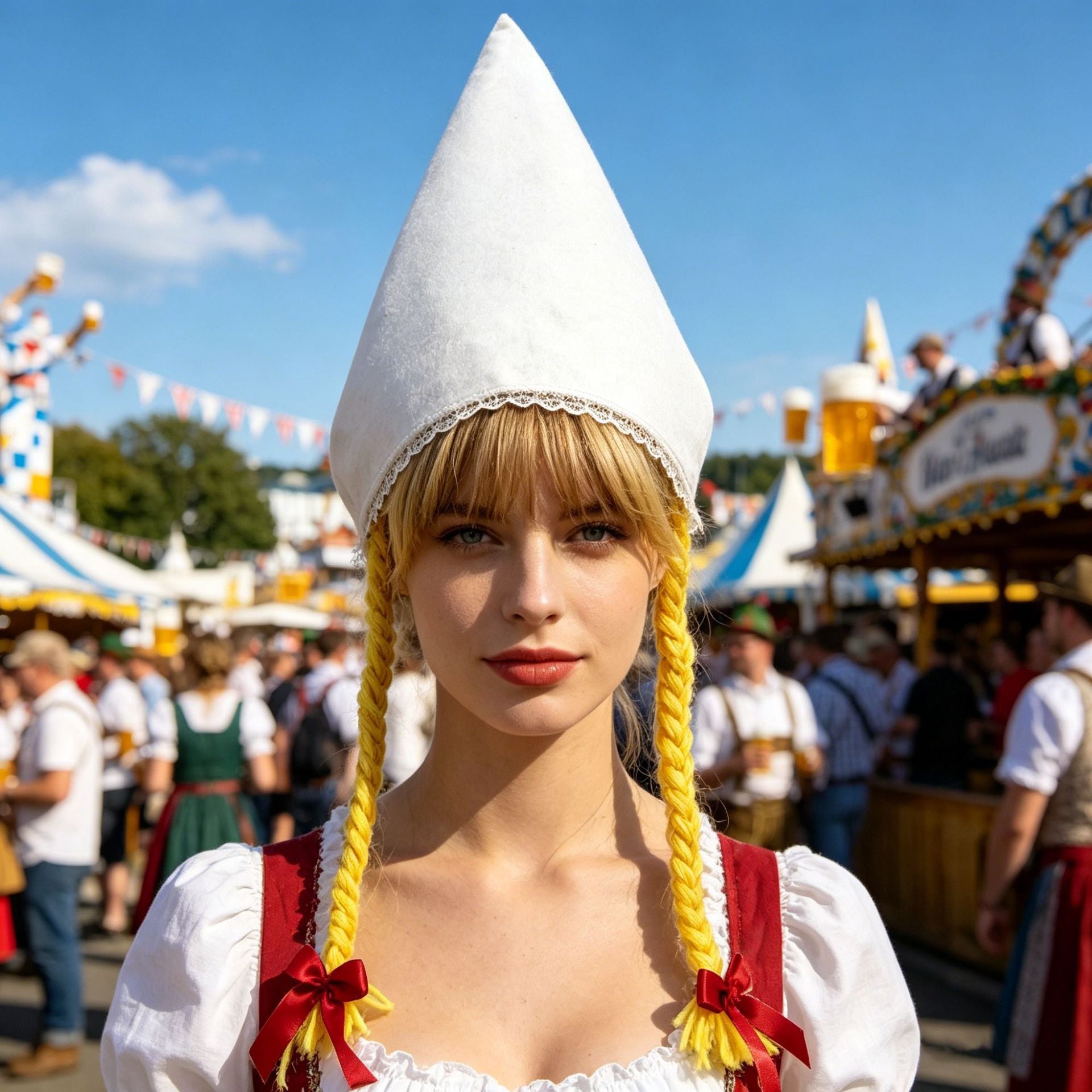 Damen nan traditionelle Trachtenhaube aus Baumwollvelours mit feinem Spitzenrand für Dirndl R&B
