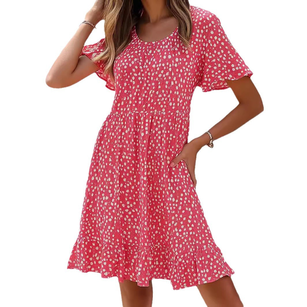 Damen lässiges Freizeitkleid mit fließendem Schnitt und Rüschensaum R&B