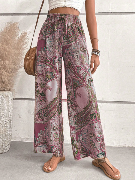 Damen Weite Palazzo-Hose mit paisley Muster R&B